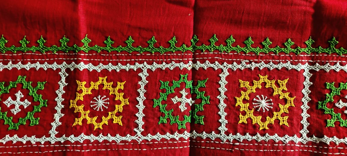 Hand Embroidered Gujarati Stitch Blouse Piece for Women & Girls