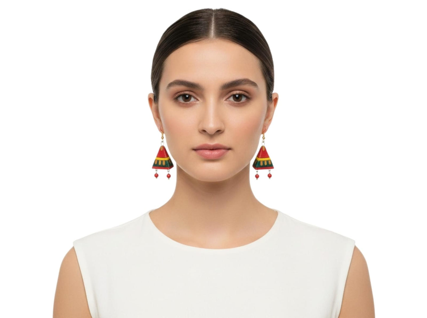 Purely Handmade Terracotta Metallic Conical Jhumka Designer Earrings