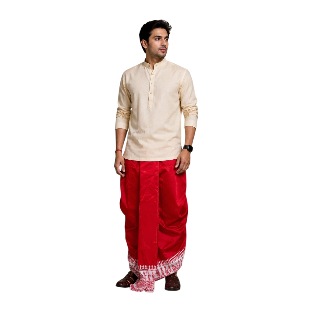 Cotton Silk Dhoti Pant With Contrasting Colour