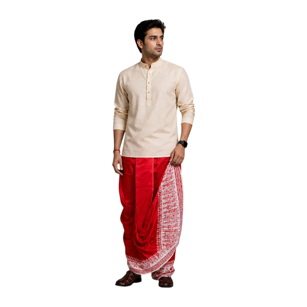 Cotton Silk Dhoti Pant With Contrasting Colour