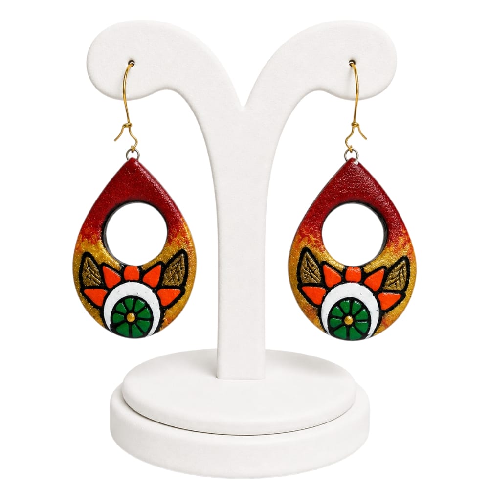 Lightweight Handmade Teardrop Shaped Terracotta Earrings (Dangler)
