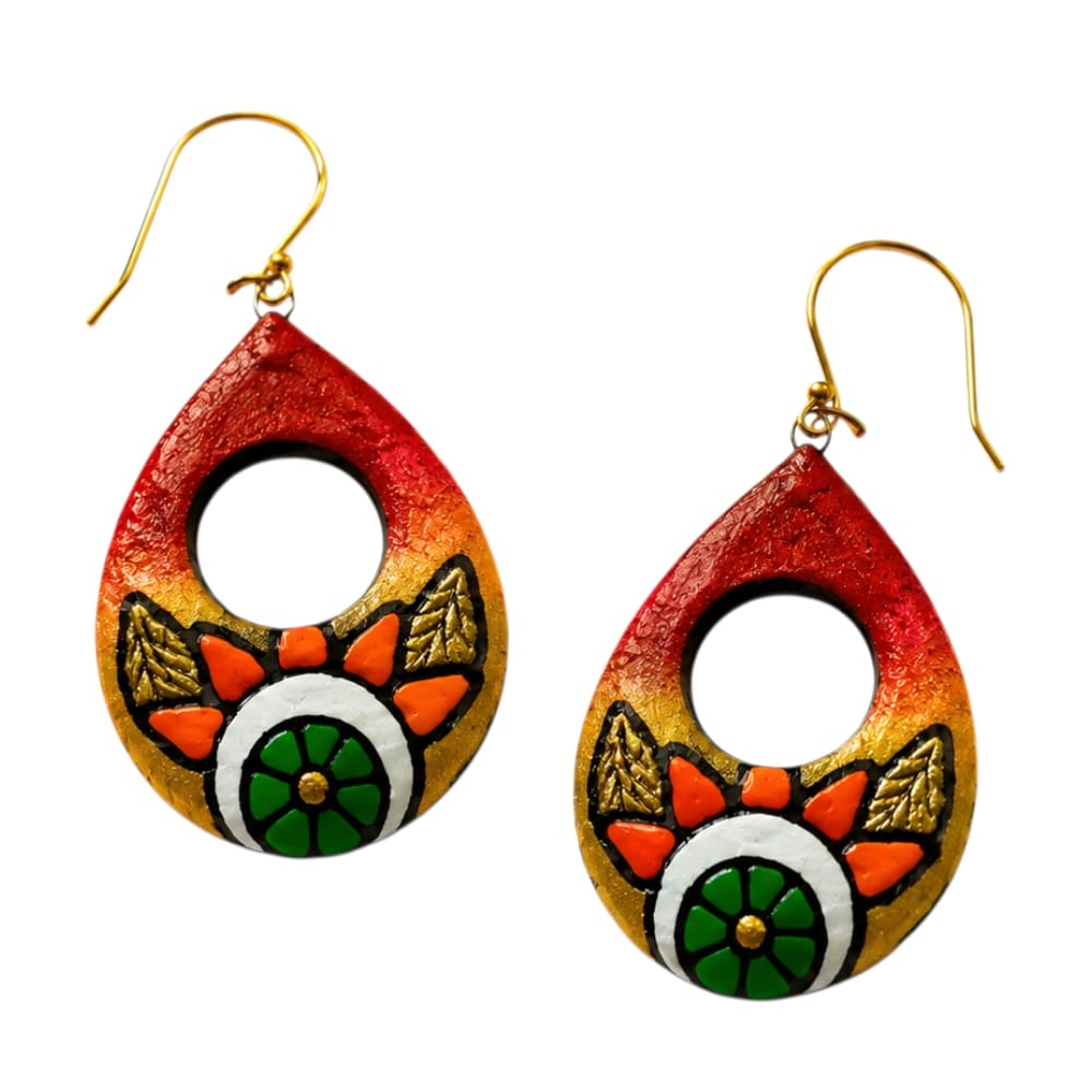 Lightweight Handmade Teardrop Shaped Terracotta Earrings (Dangler)