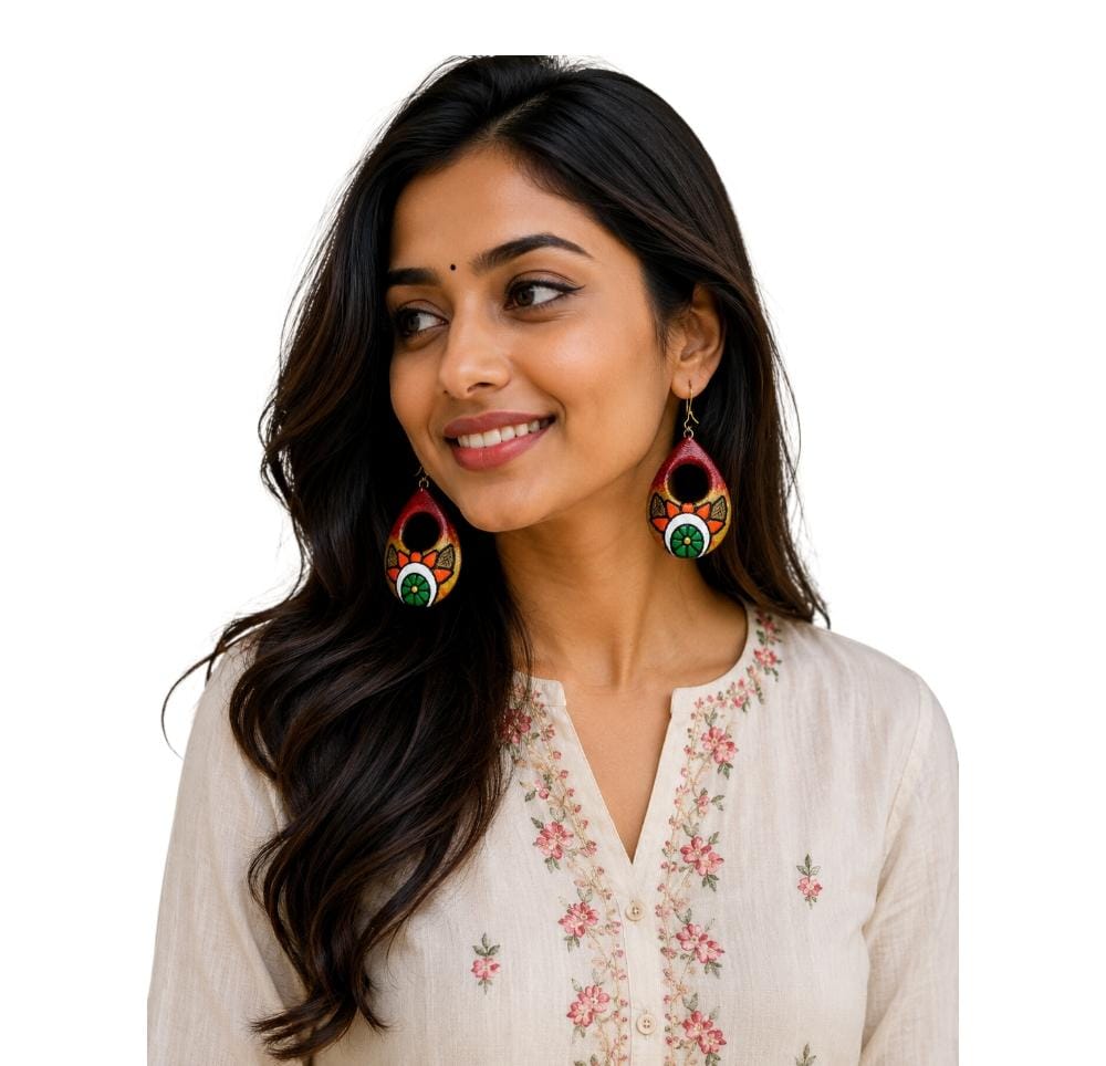 Lightweight Handmade Teardrop Shaped Terracotta Earrings (Dangler)