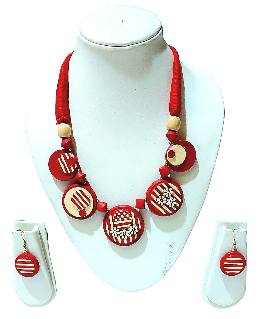 Handmade Terracotta Collar Necklace Set