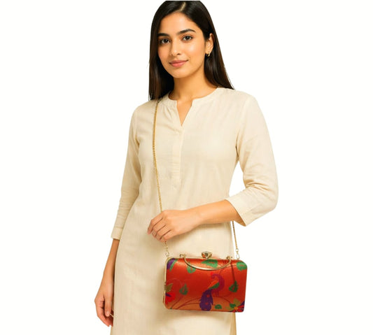 Luxury Paithani Box Clutch