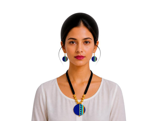 Lightweight Purely Handmade Terracotta Rope Necklace With Earrings