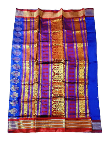 Women's Bomkai Silk Saree with Meenakari Thread & Golden Zari Work