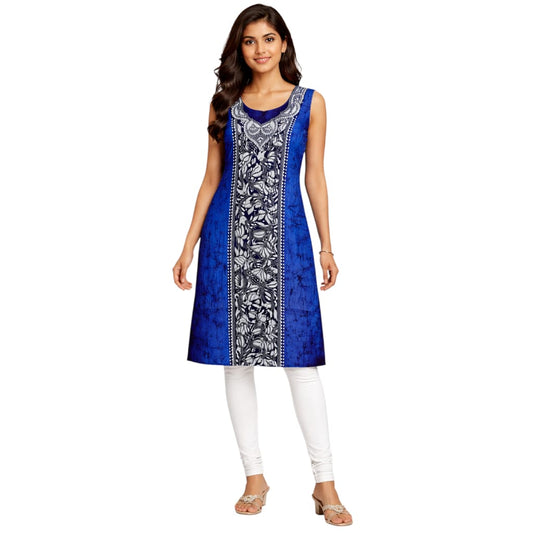 Pure Cotton Hand Printed Kurti (with Sleeve/Sleeveless) with Kantha Hand Embroidery Work
