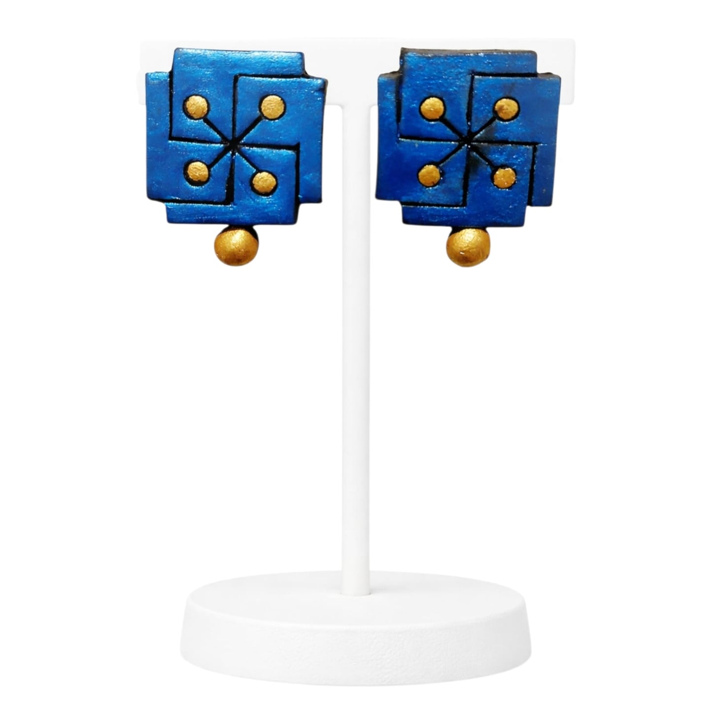 Fashweave Purely Handmade Terracotta Stud Earrings (Half Circle Floral Design)