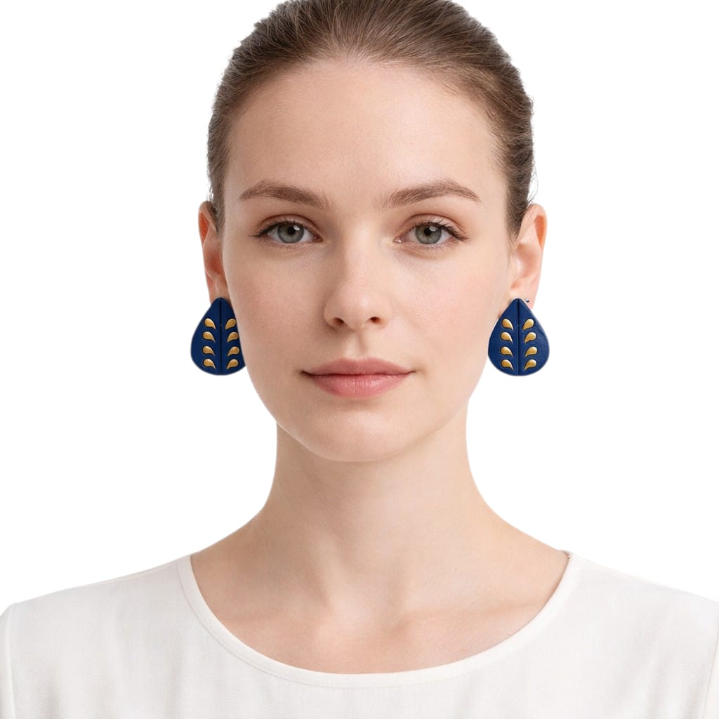 Purely Handmade Lightweight Waterdrop Shaped Terracotta Stud Earrings