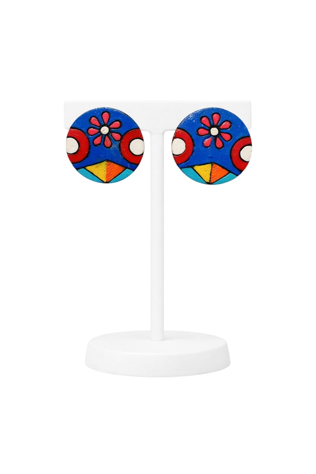 Purely Handmade Round Shaped Terracotta Stud Earrings