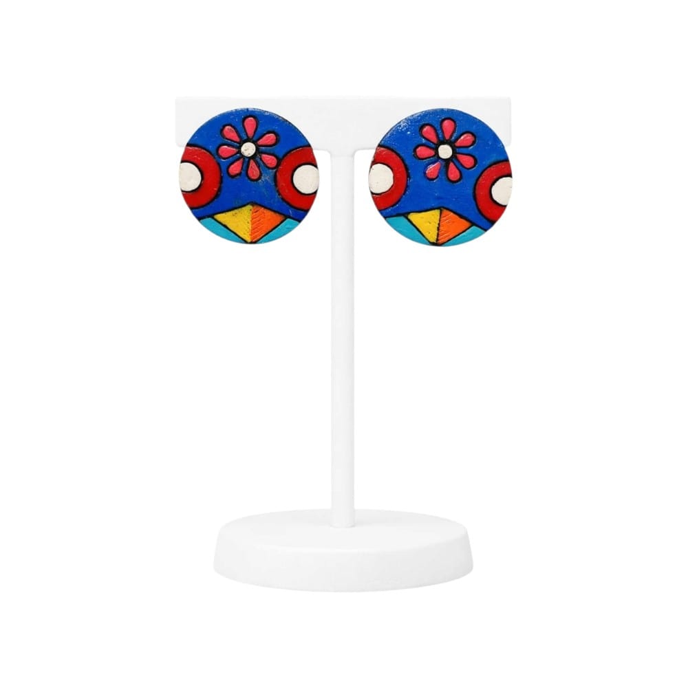Purely Handmade Round Shaped Terracotta Stud Earrings