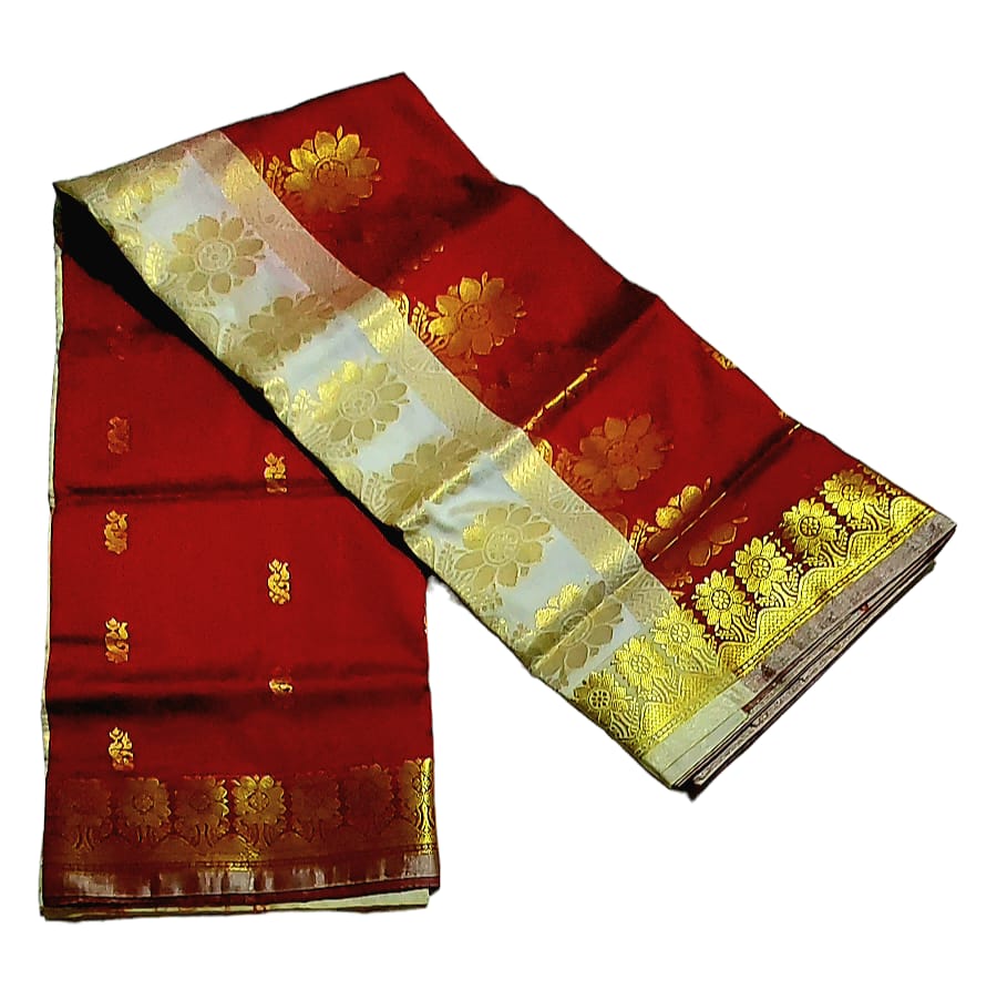 Women's Bomkai Silk Saree with Meenakari Thread & Golden Zari Work