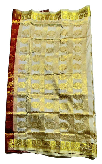 Women's Bomkai Silk Saree with Meenakari Thread & Golden Zari Work