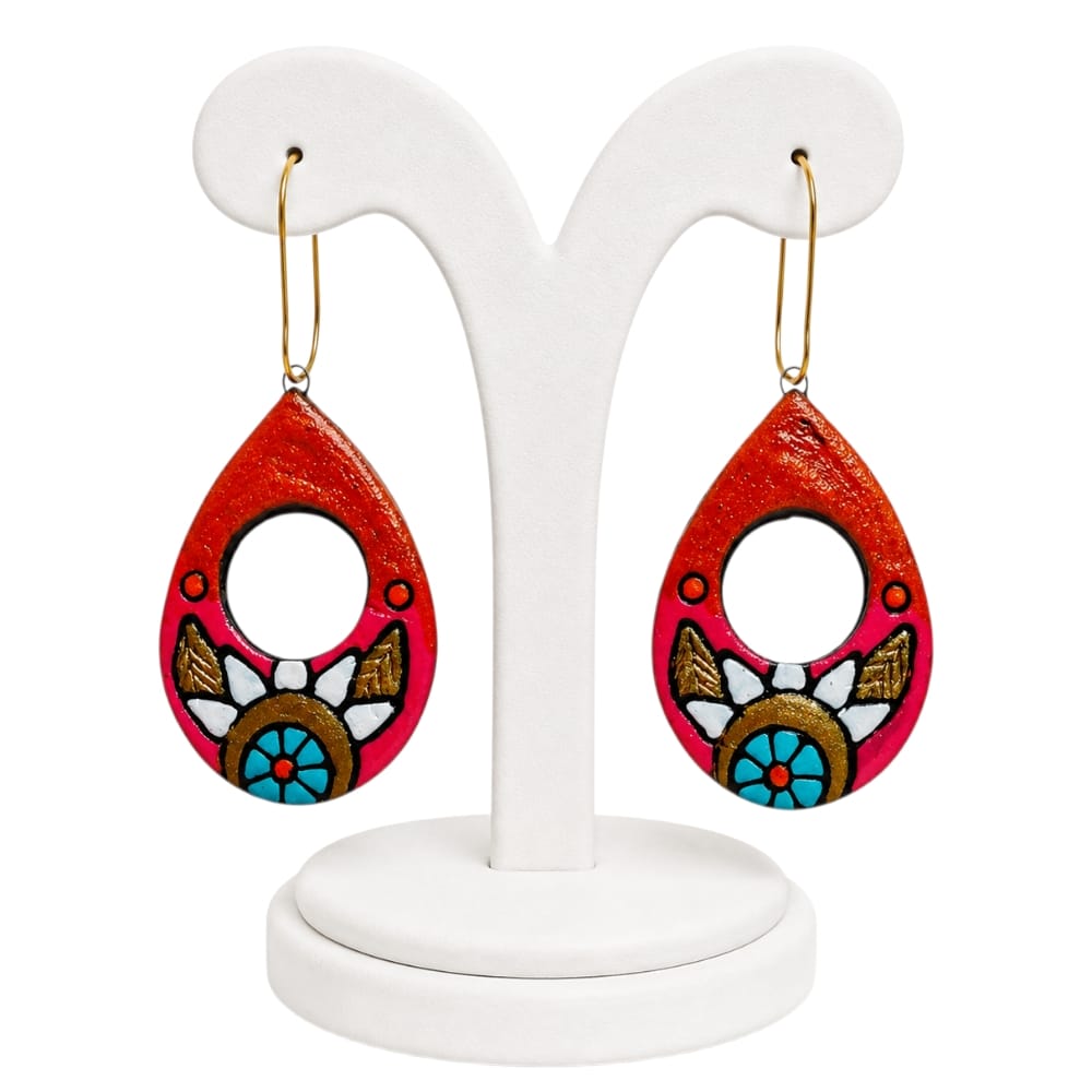 Lightweight Handmade Teardrop Shaped Terracotta Earrings (Dangler)