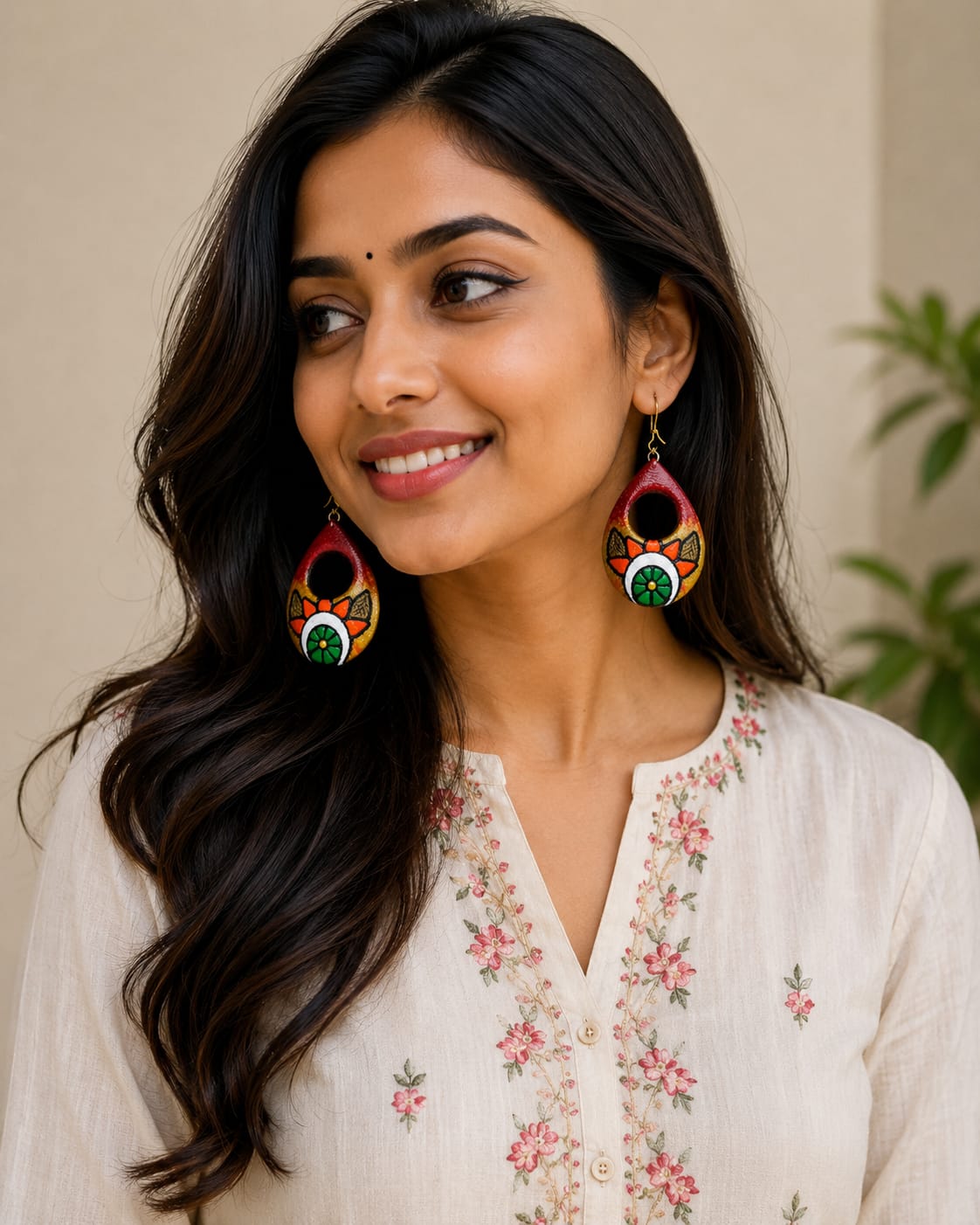 Lightweight Handmade Teardrop Shaped Terracotta Earrings (Dangler)