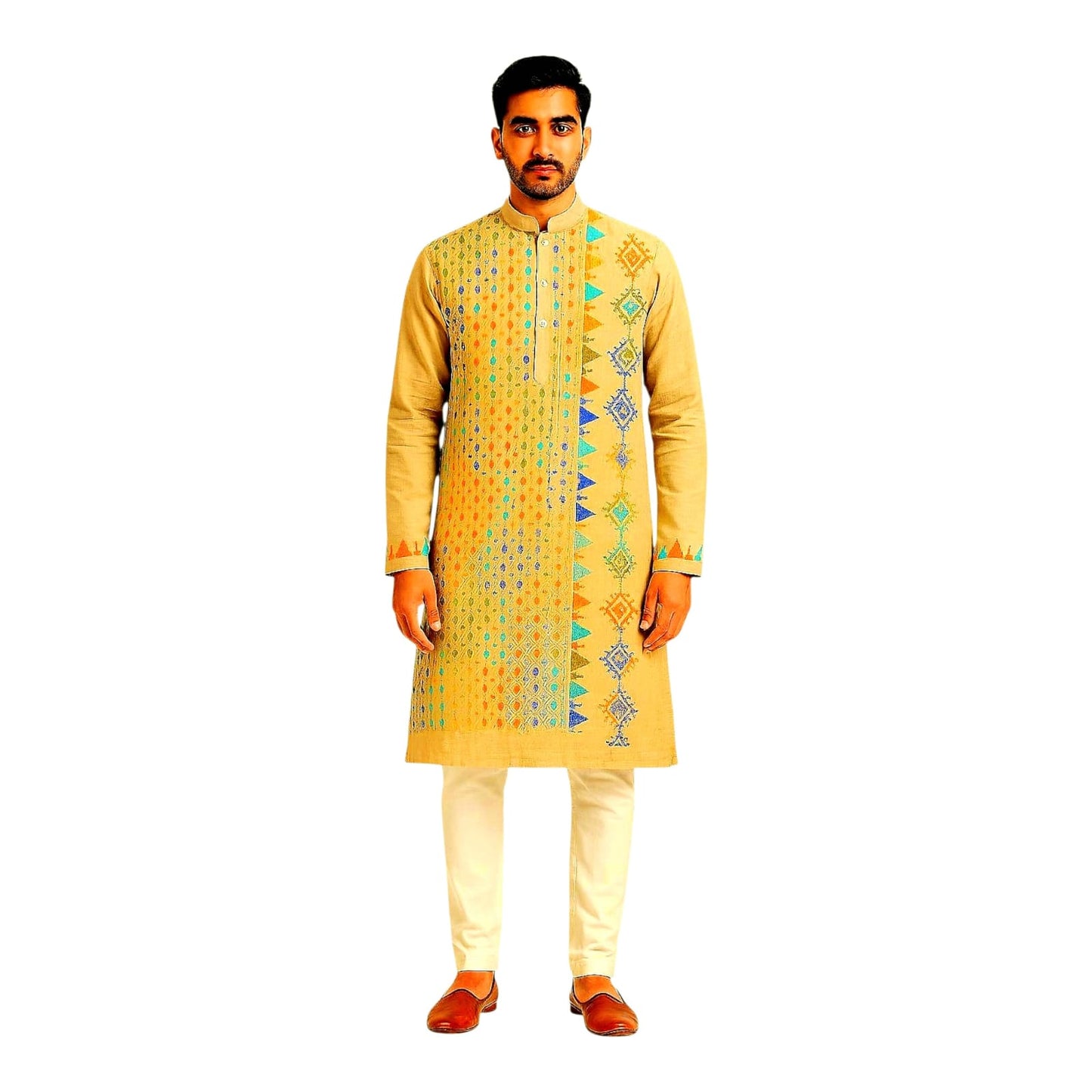 Pure Cotton Men's Kantha Long Kurta