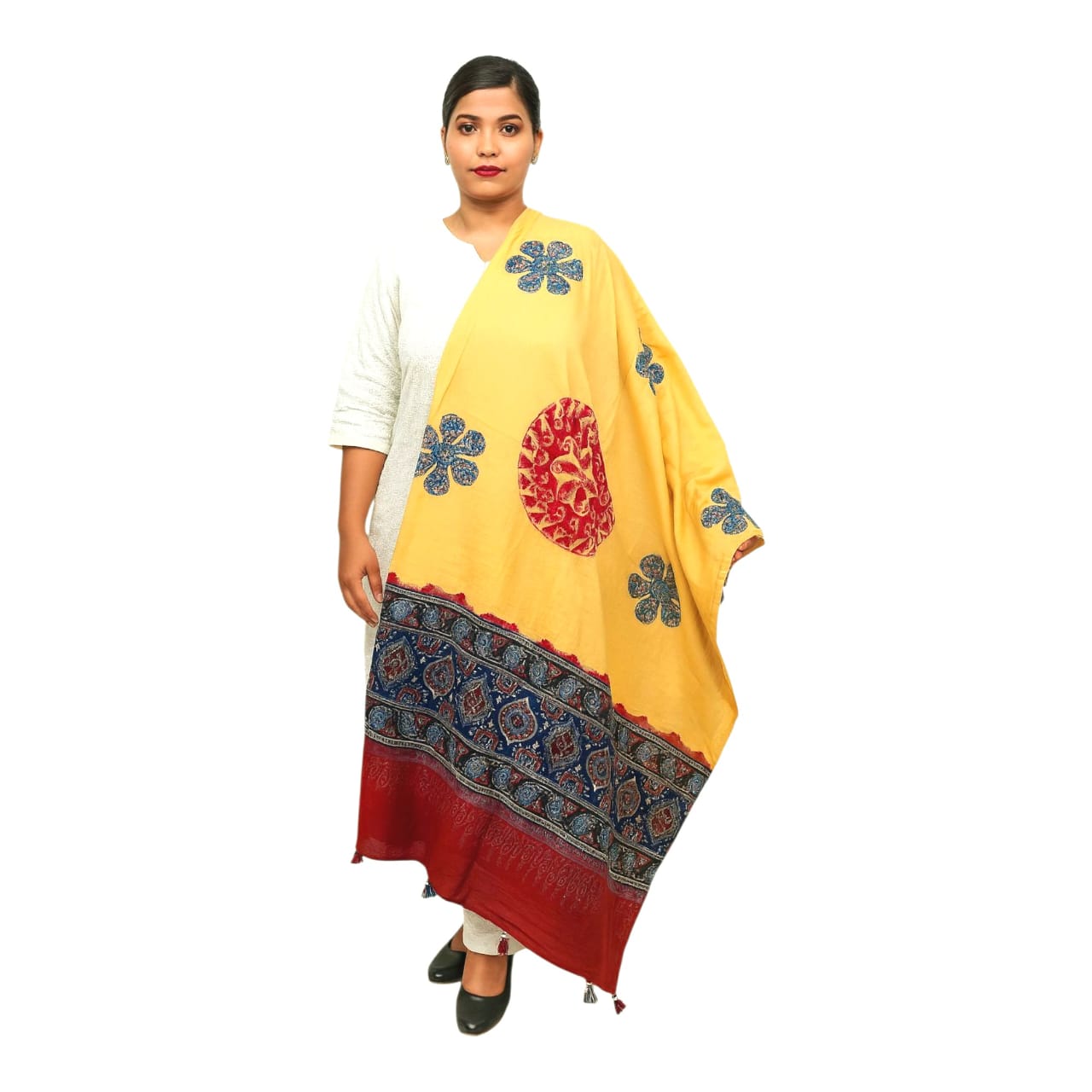 Elegant Ajrakh Hand Block Printed Cotton Dupatta