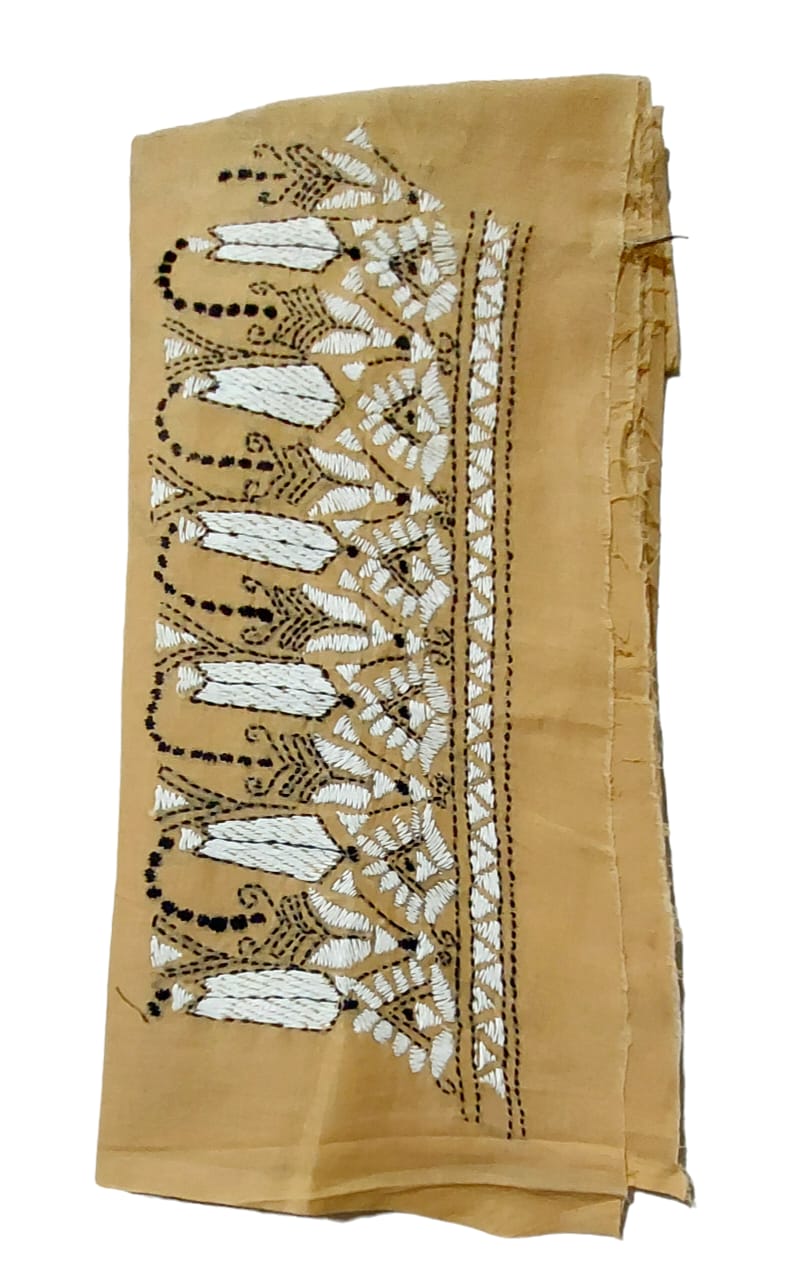 Handmade & Hand Kantha Stitched Embroidered Cotton Blouse Piece(Unstitched)