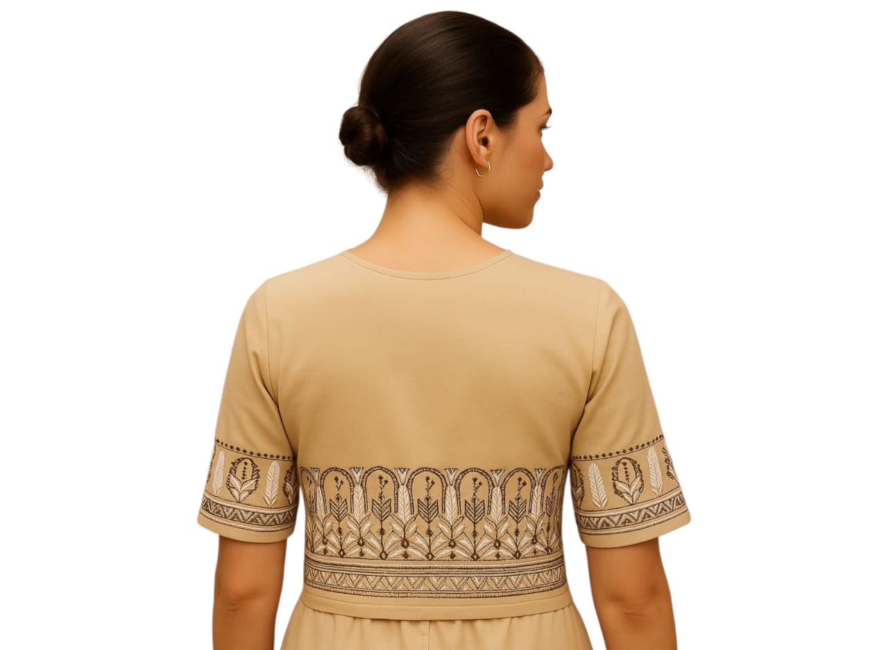 Handmade & Hand Kantha Stitched Embroidered Cotton Blouse Piece(Unstitched)