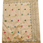 Hand Embroidered Kantha Cotton Silk Saree With Thread Work, Comfortable Fabric And Blouse Piece