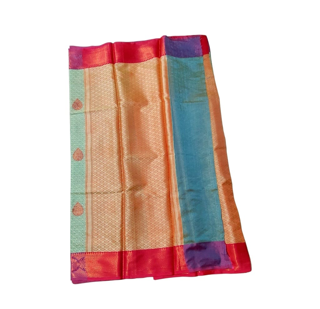 Gorgeous Silk By Cotton Saree With Stunning Zari Woven Ethnic Motifs
