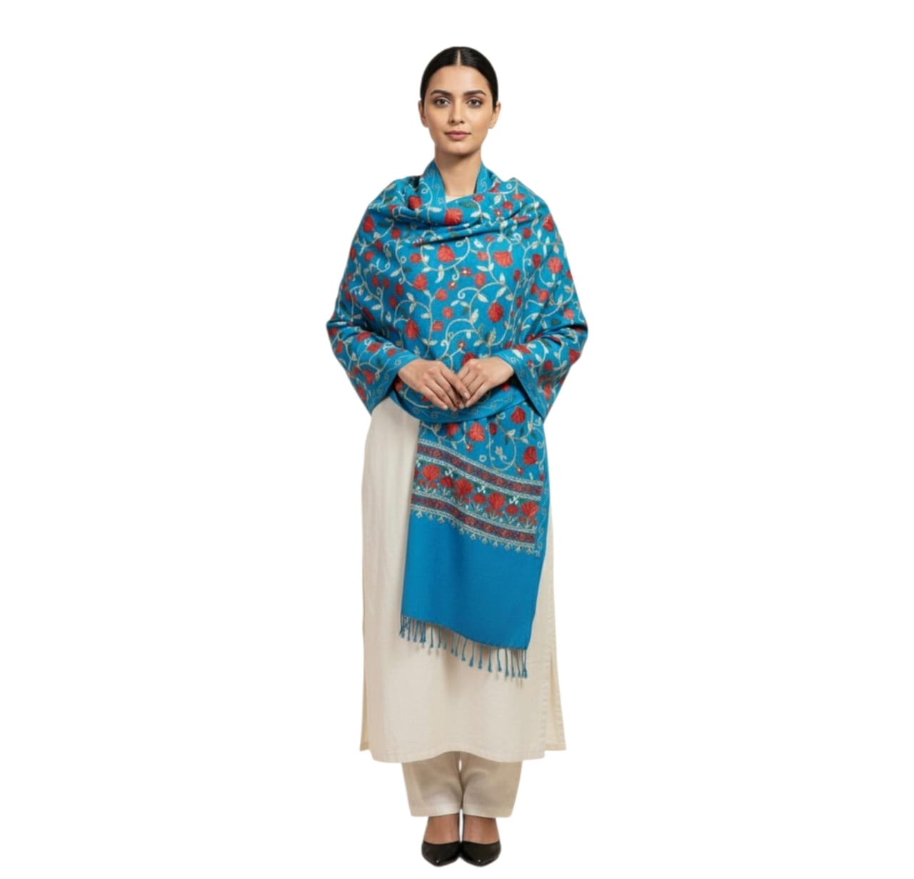 Premium Kashmiri Aari Embroidered Lightweight Shawl for Women & Girls