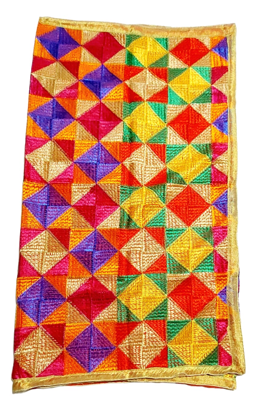 Phulkari Embroidered Chinon Dupatta