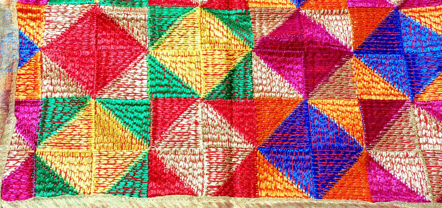 Phulkari Embroidered Chinon Dupatta