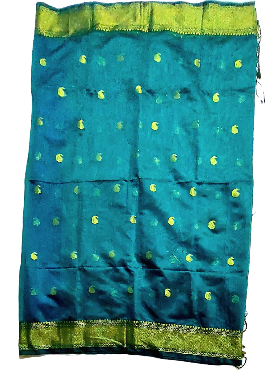 Maheshwari Cotton Silk Saree with Contrast Blouse & Contrast Pallu