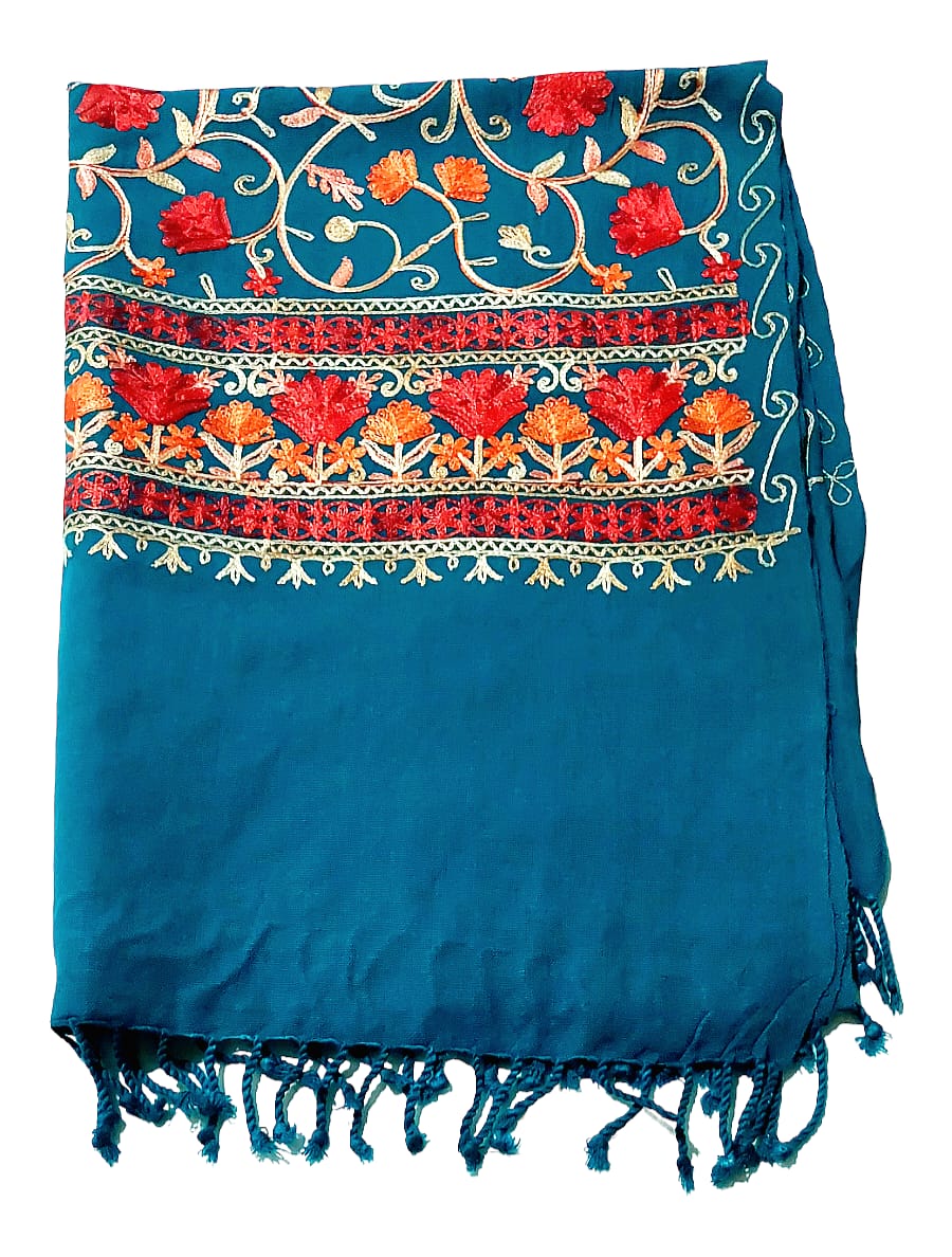 Premium Kashmiri Aari Embroidered Lightweight Shawl for Women & Girls