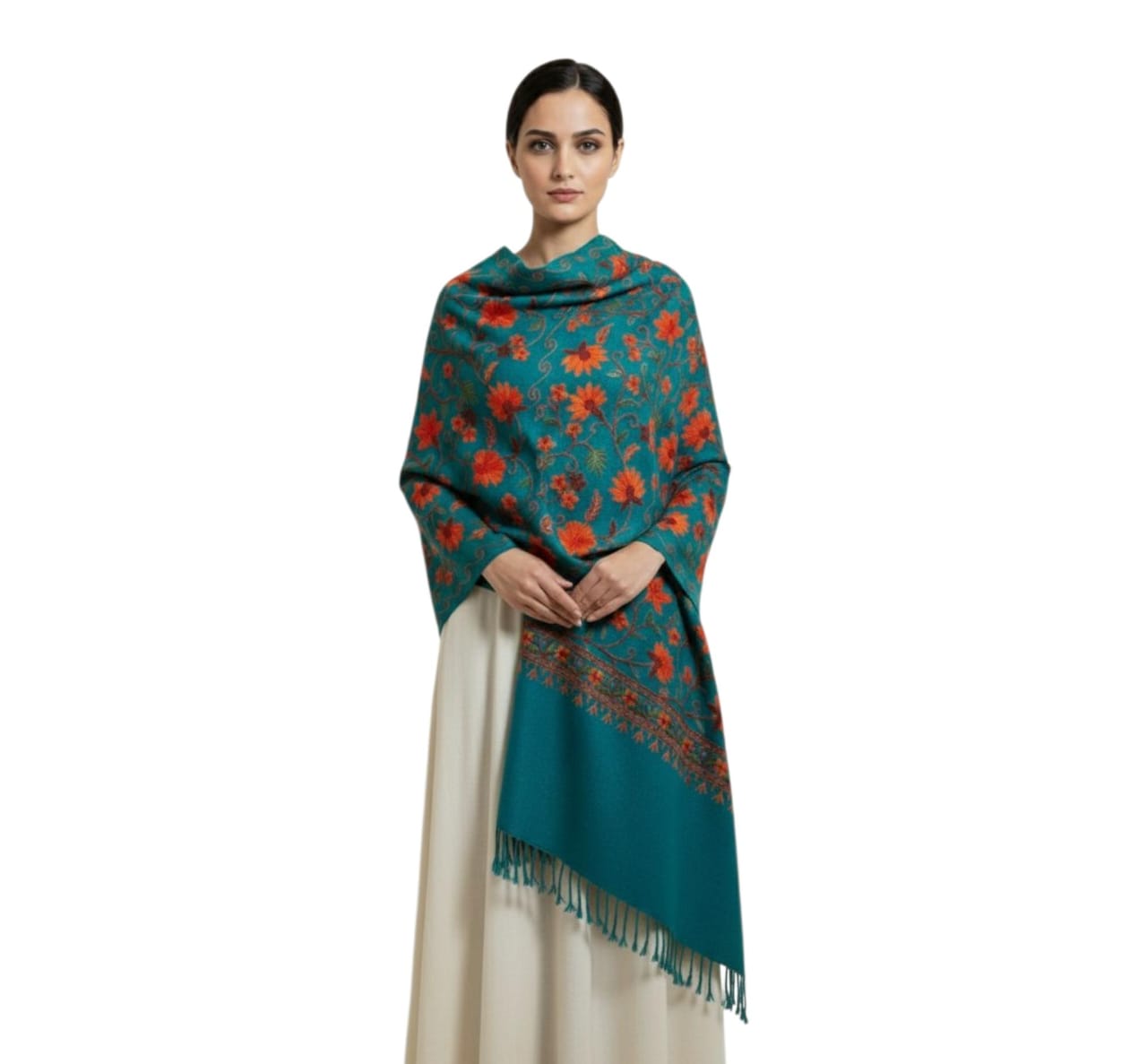 Premium Kashmiri Aari Embroidered Lightweight Shawl for Women & Girls
