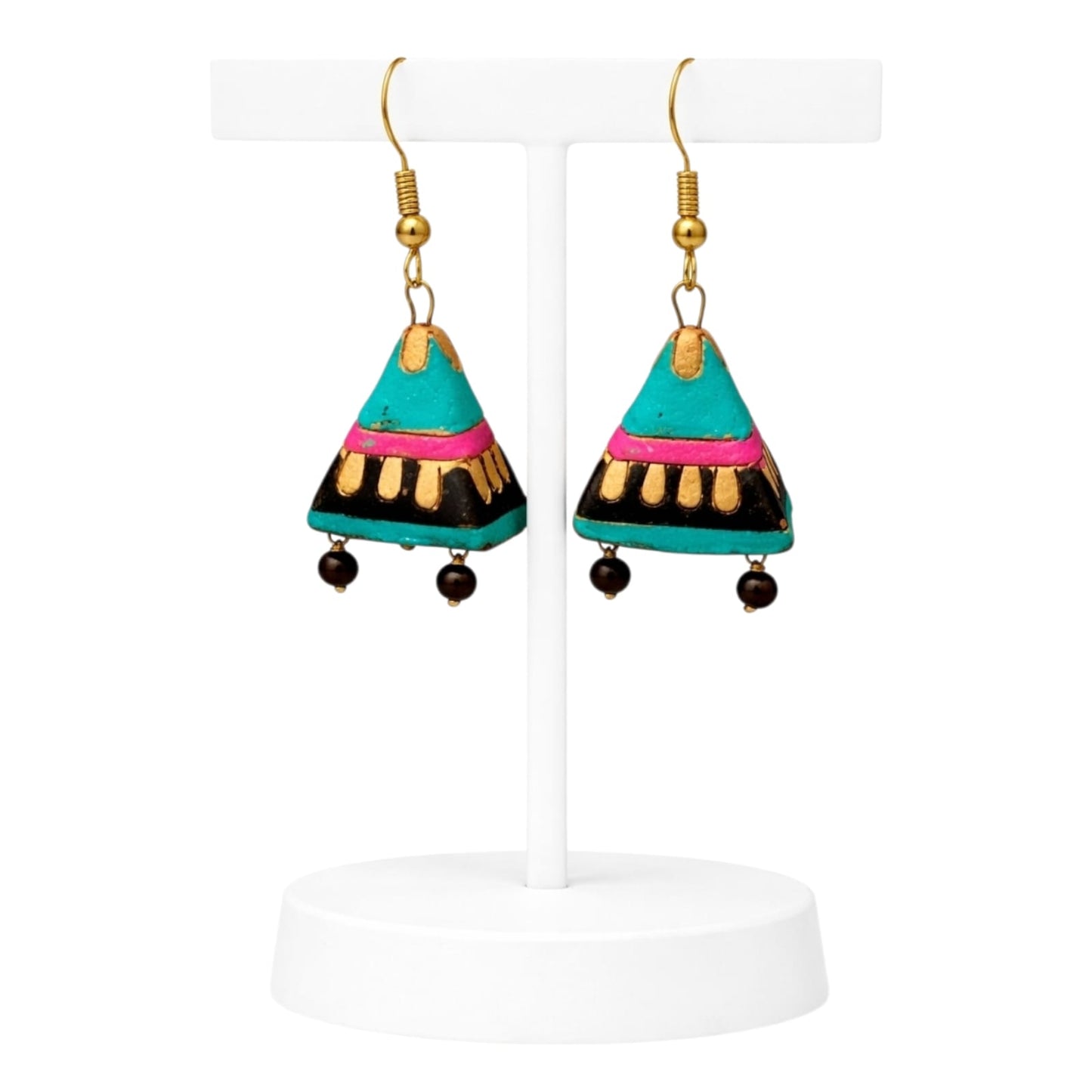 Purely Handmade Terracotta Metallic Conical Jhumka Designer Earrings