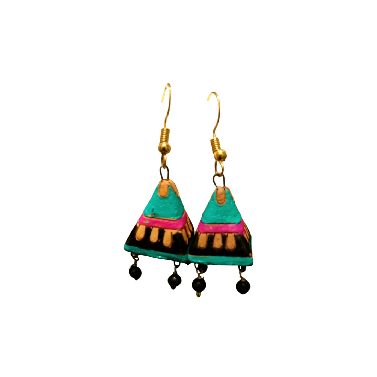 Purely Handmade Terracotta Metallic Conical Jhumka Designer Earrings