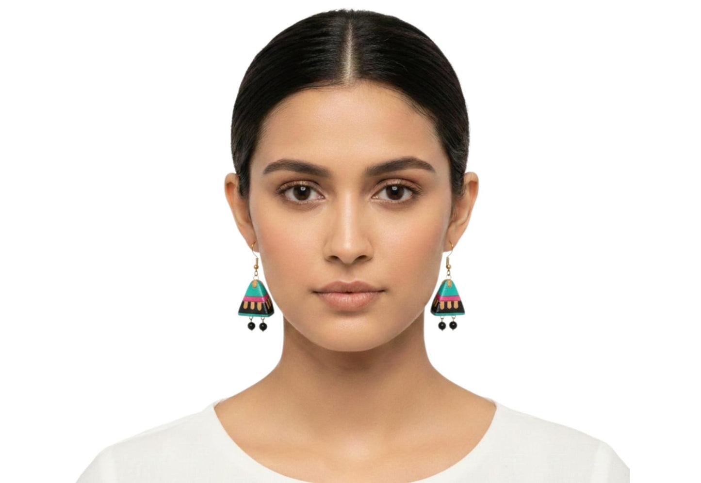 Purely Handmade Terracotta Metallic Conical Jhumka Designer Earrings