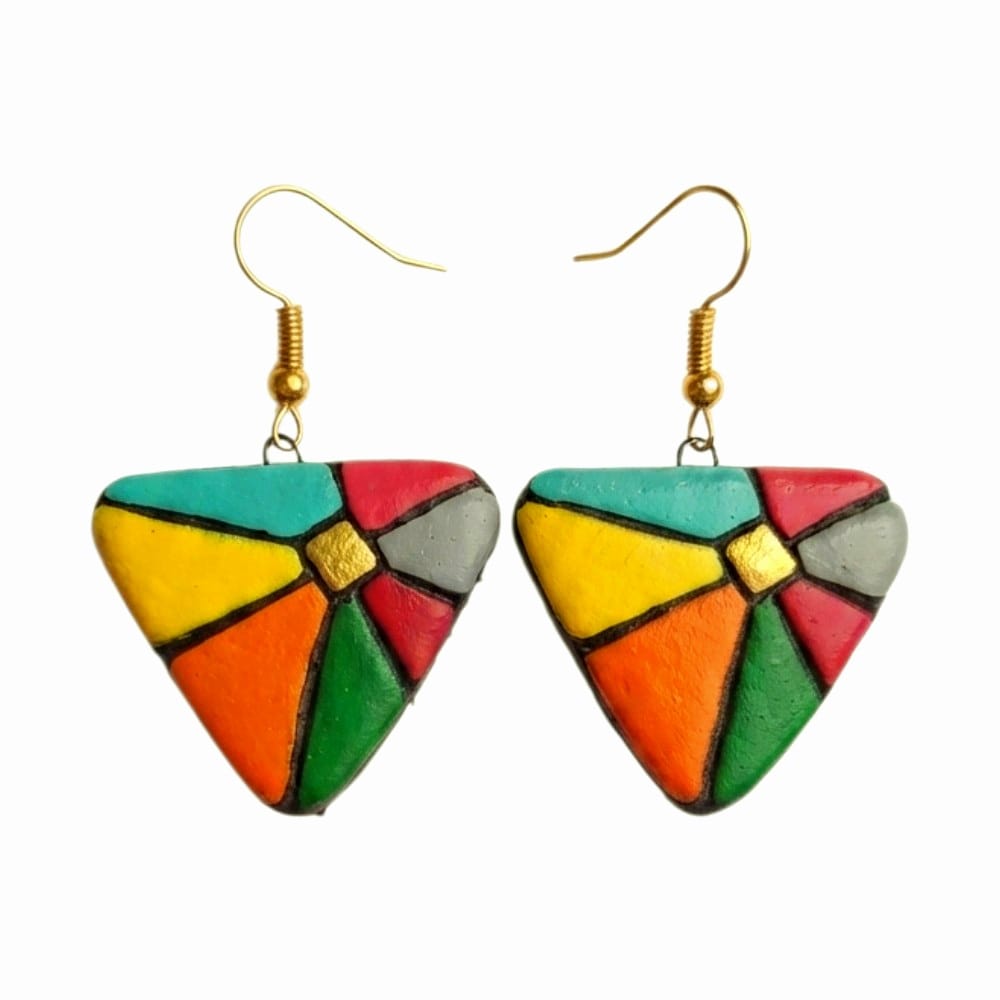 Multicolour Lightweight Terracotta Dangler ( Earrings)