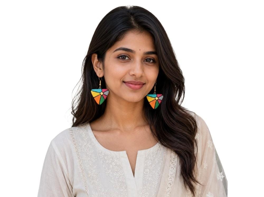 Multicolour Lightweight Terracotta Dangler ( Earrings)