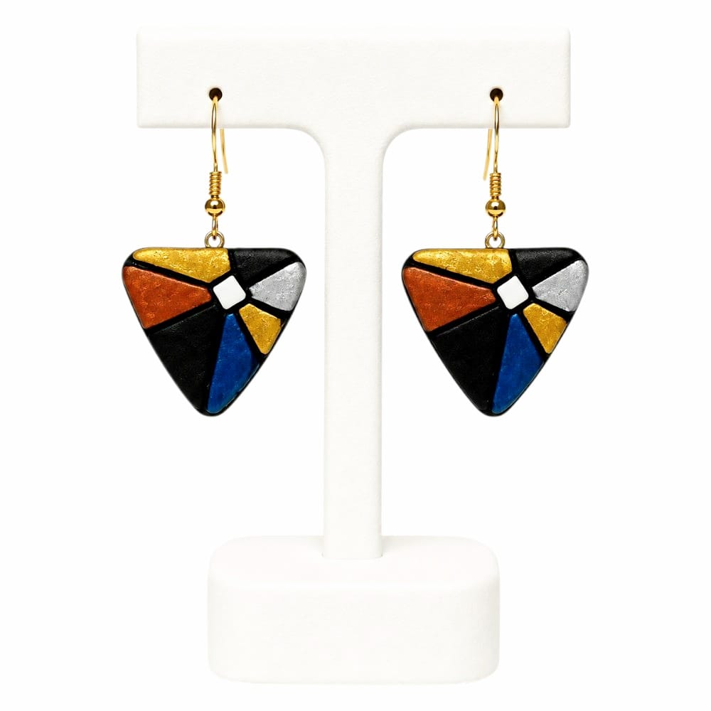 Handmade Mosaic Inspired Abstract Design Terracotta Earrings (Danglers)