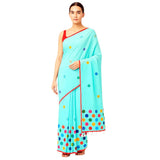 Handloom Pure Cotton Saree with Blouse Piece & Stylish Multicolour Polka Dots | Comfortable & Lightweight