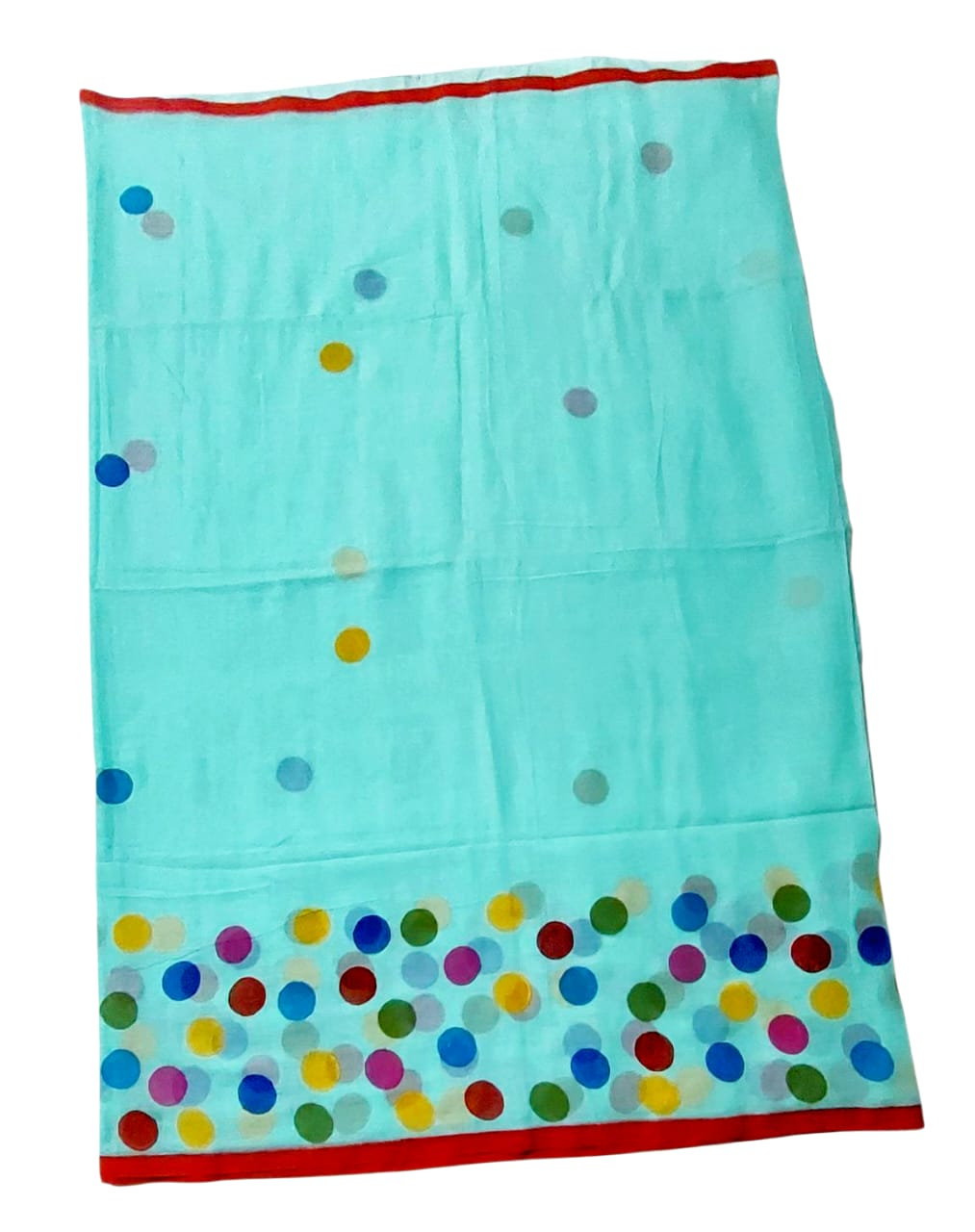 Handloom Pure Cotton Saree with Blouse Piece & Stylish Multicolour Polka Dots | Comfortable & Lightweight