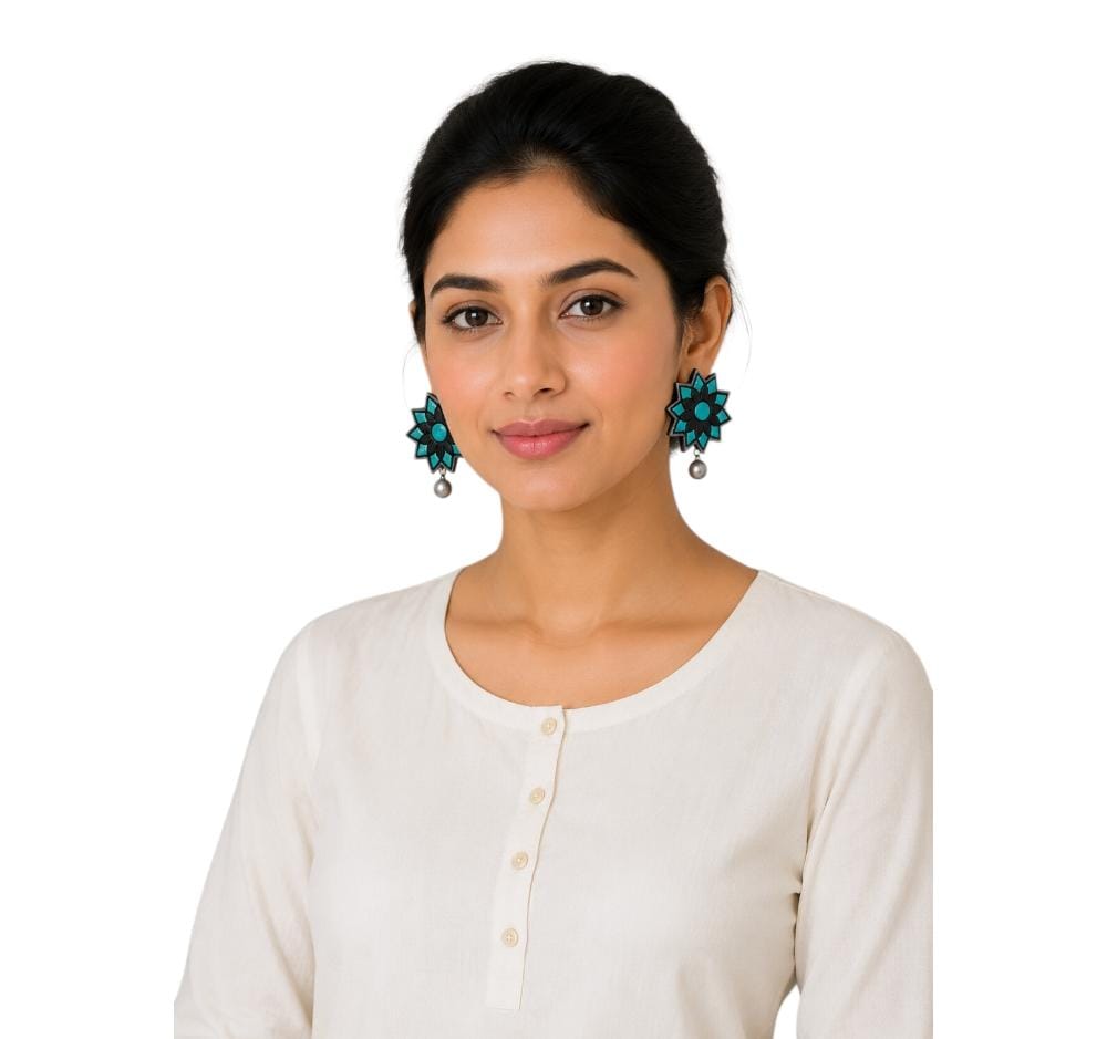 Lightweight Floral Terracotta Stud Earrings