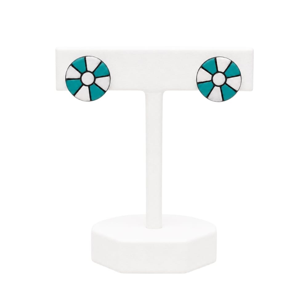 Lightweight Geometric Pinwheel Design Terracotta Stud Earrings