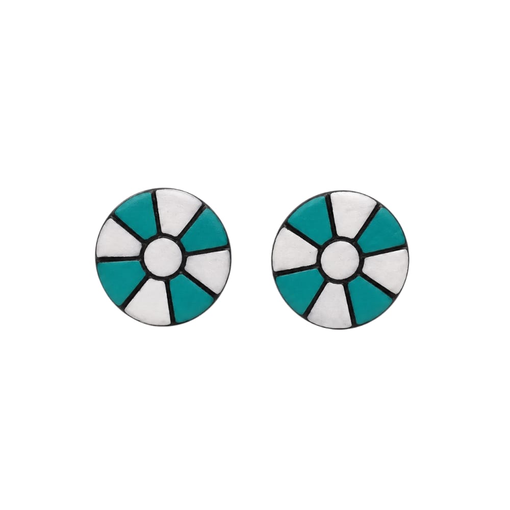 Lightweight Geometric Pinwheel Design Terracotta Stud Earrings