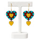 Lightweight Handcrafted Heart Shaped Terracotta Dangle Earrings (Geometric Pattern)