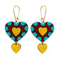 Lightweight Handcrafted Heart Shaped Terracotta Dangle Earrings (Geometric Pattern)