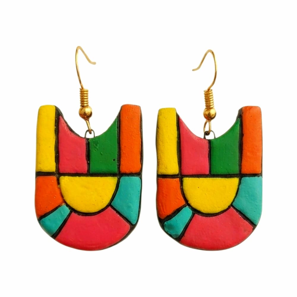 Multicolour Lightweight Terracotta Dangler ( Earrings)