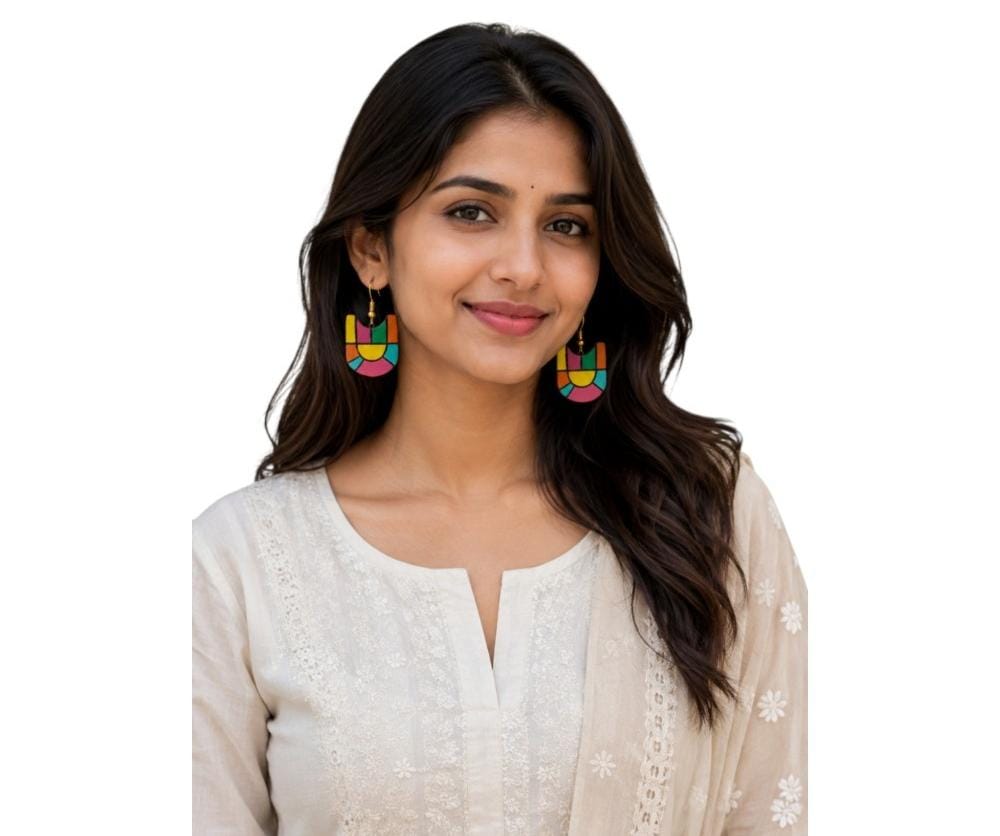 Multicolour Lightweight Terracotta Dangler ( Earrings)