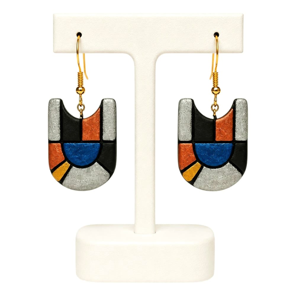 Handmade Mosaic Inspired Abstract Design Terracotta Earrings (Danglers)