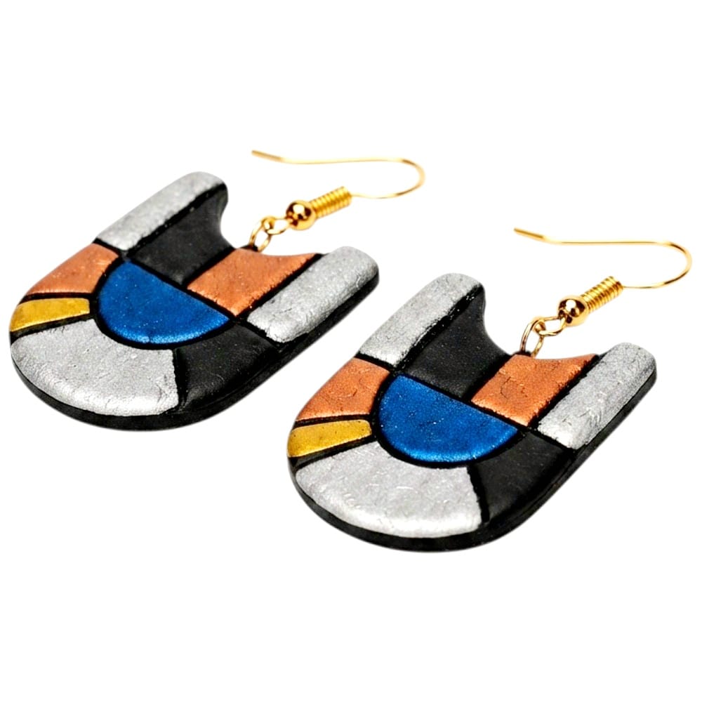 Handmade Mosaic Inspired Abstract Design Terracotta Earrings (Danglers)