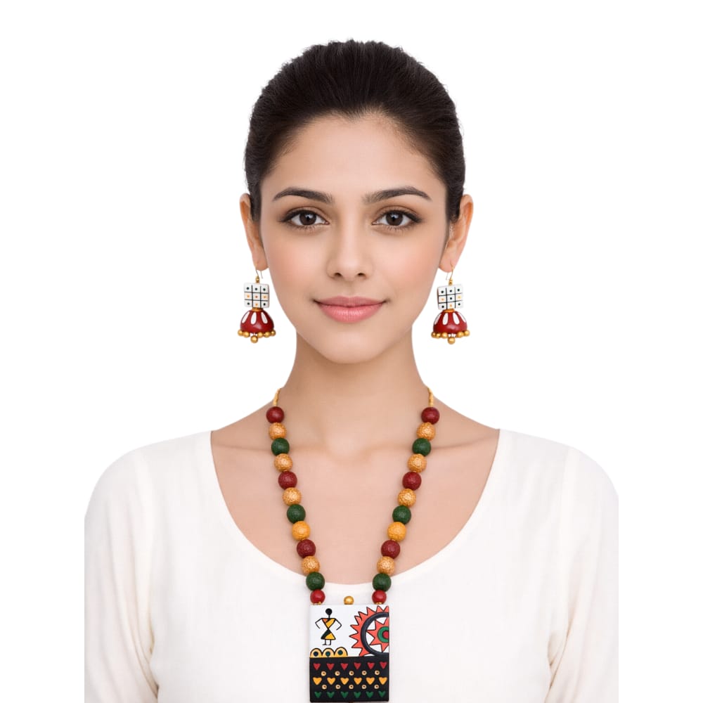 Terracotta Tribal Design Necklace Sets